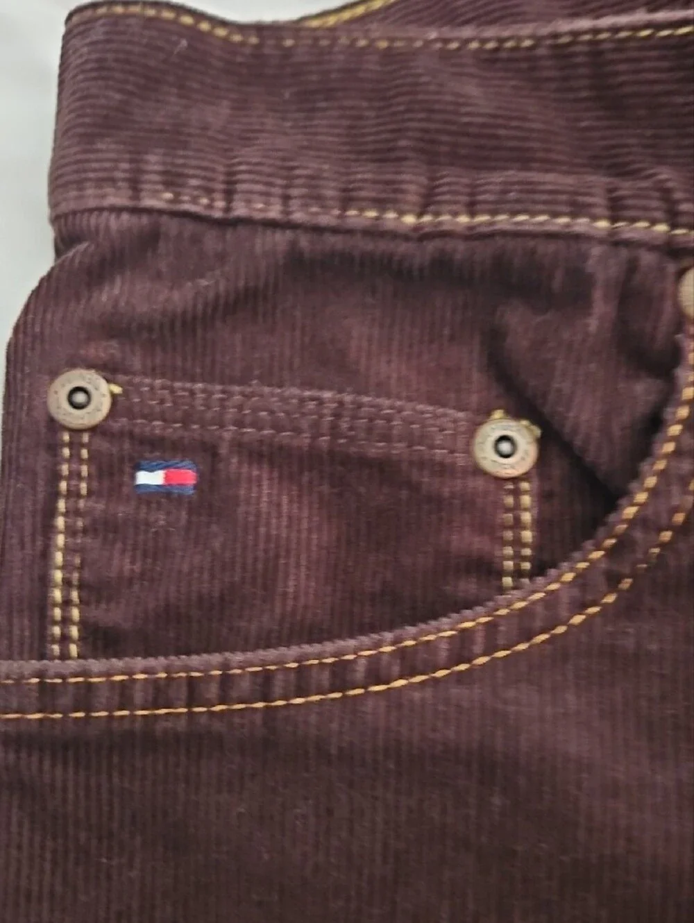 Tommy Hilfiger Brown Corduroy Pants with Red Trim